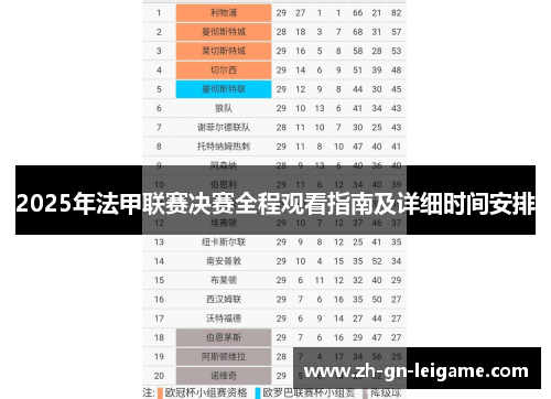 2025年法甲联赛决赛全程观看指南及详细时间安排 2025年法甲联赛决赛全程观看指南及详细时间安排